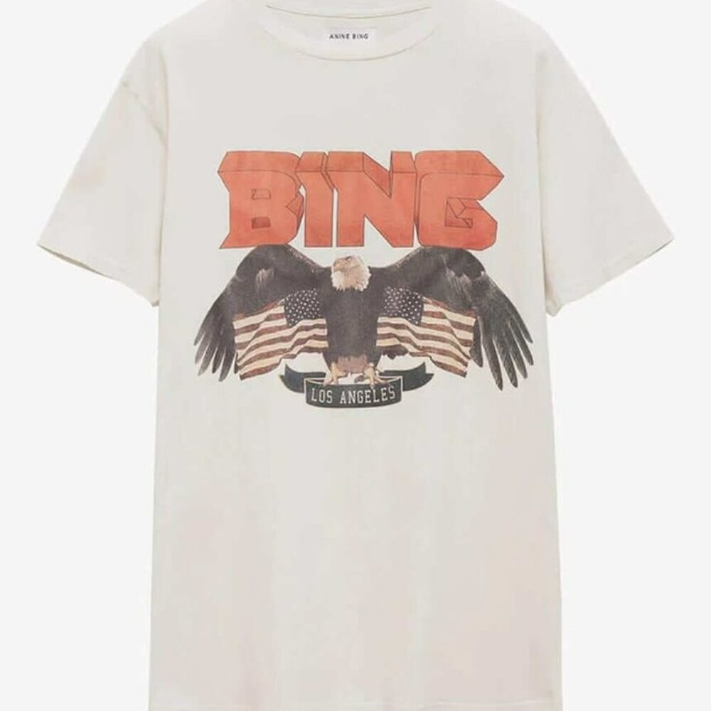 Anine Bing vintage white eagle tee XS